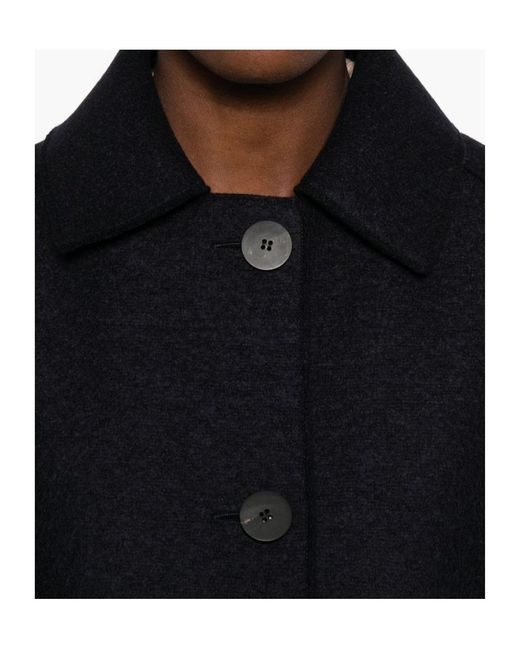 Harris Wharf London Black Button-Front Raglan-Sleeve Coat