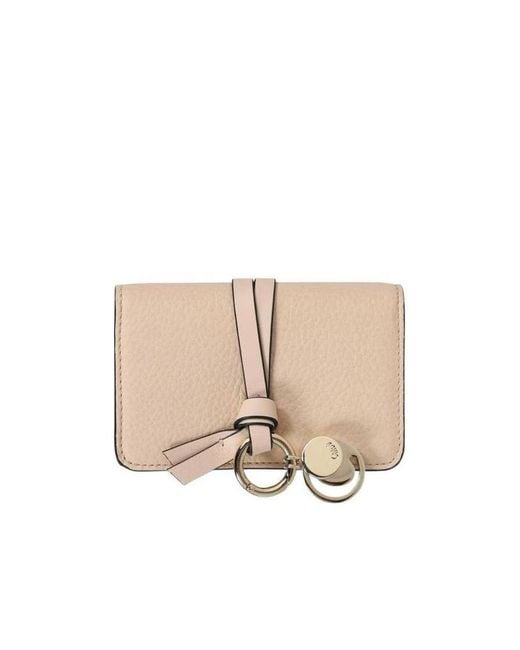Chloé Natural Chloé Logo Engraved Alphabet Cardholder