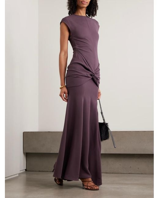 TOVE Purple Ames Knotted Pleated Maxi Dress