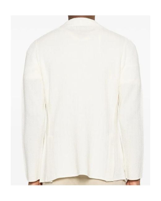 Lardini White Textured Single-Breasted Blazer for men
