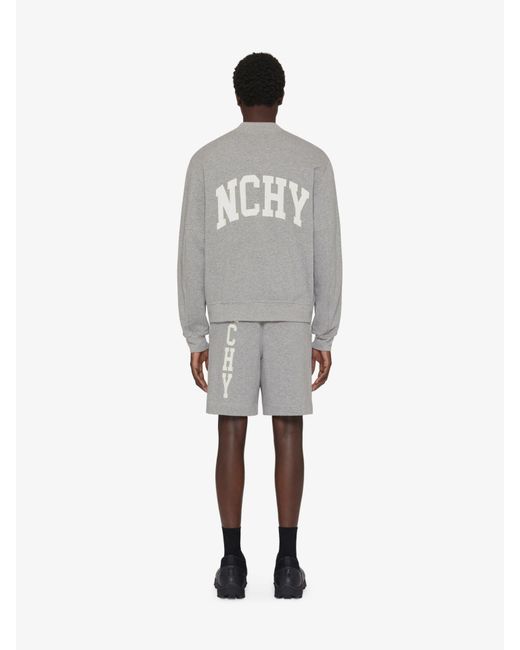 Givenchy Gray Logo Printed College Bermuda Shorts for men