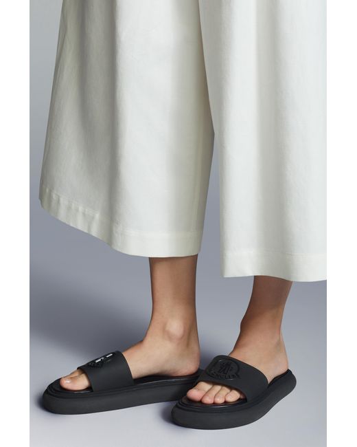 Moncler Blue Jeanne Logo-Embossed Slides