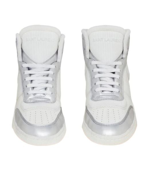 Saint Laurent White Sl/80 Mid-Top Sneakers