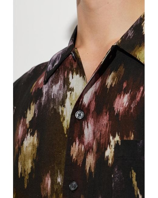 AllSaints Black Wildflower Abstract Print Shirt for men