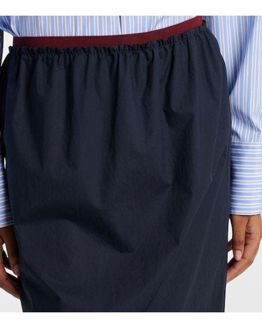 Plan C Blue Cotton Midi Skirt