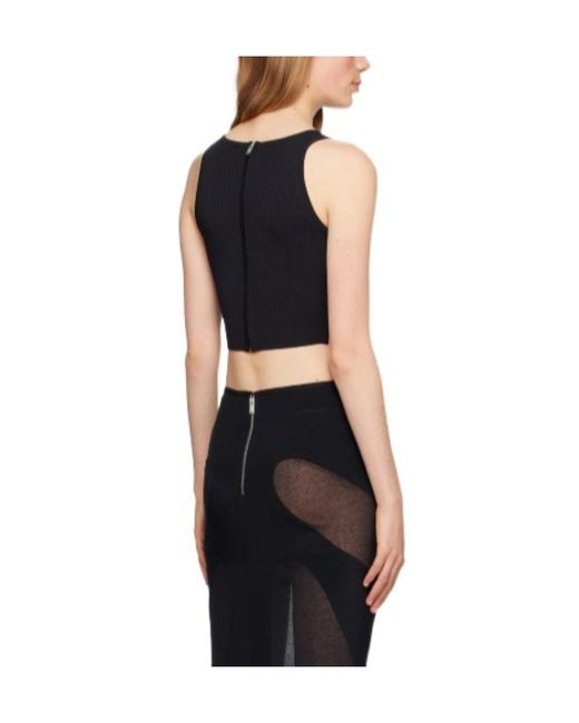 Dion Lee Black Corset-Style Crochet-Knit Top