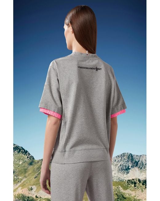 Moncler Gray Double-Sleeve Logo-Print T-Shirt