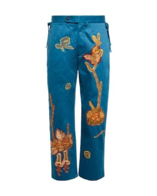 Bode Blue Straight-Leg Casual Pants for men