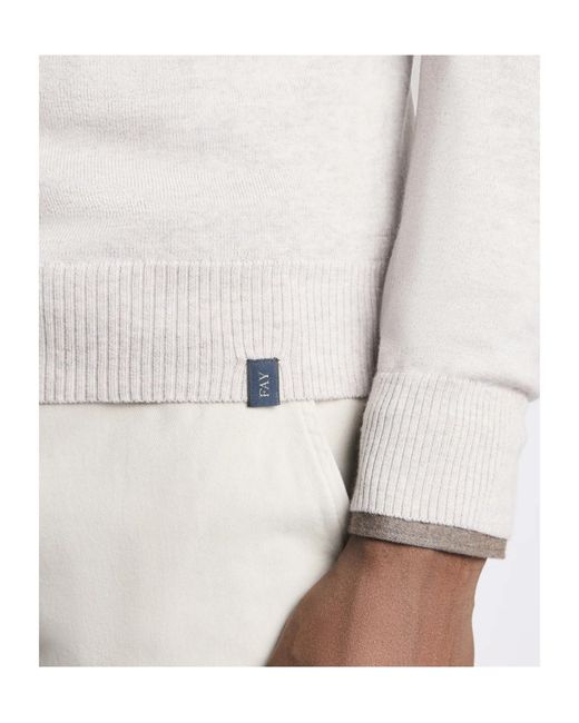 Fay White Round-Neck Jumper for men
