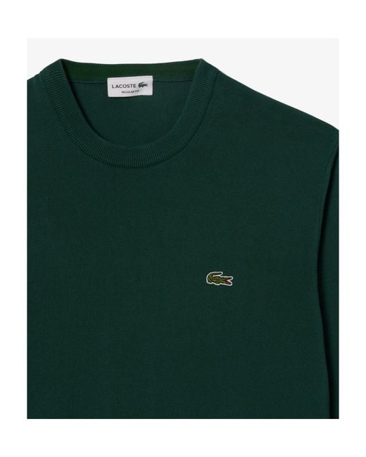 Lacoste Green Logo Patch Crewneck Sweatshirt for men