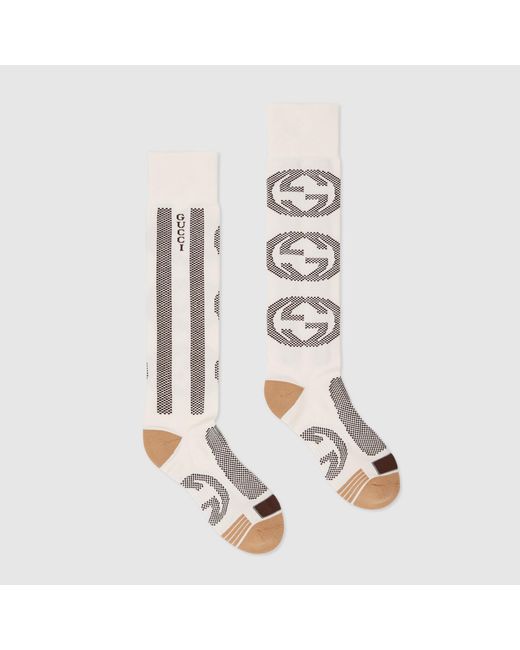 Gucci White Interlocking Logo Intarsia Socks