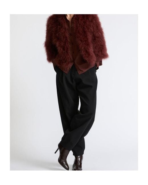 Yves Salomon Red Feather-Embellished Jacket