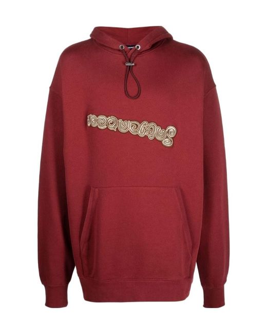 Jacquemus Red Hooded Sports Sweater for men