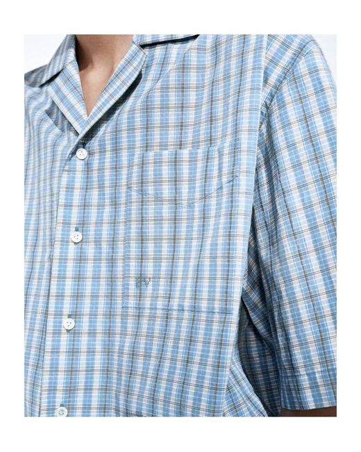 Bottega Veneta Blue Check Pajama Shirt for men