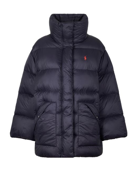 Polo Ralph Lauren Blue Logo Embroidered Puffer Jacket