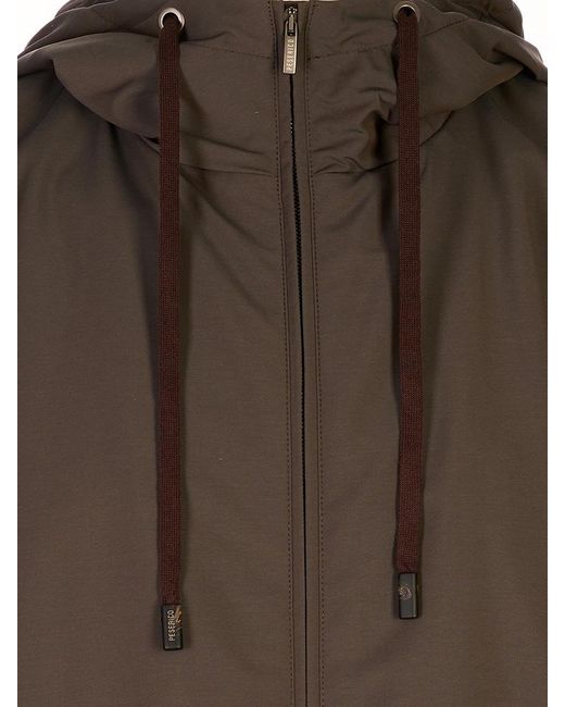 Peserico Brown Hooded Jacket for men