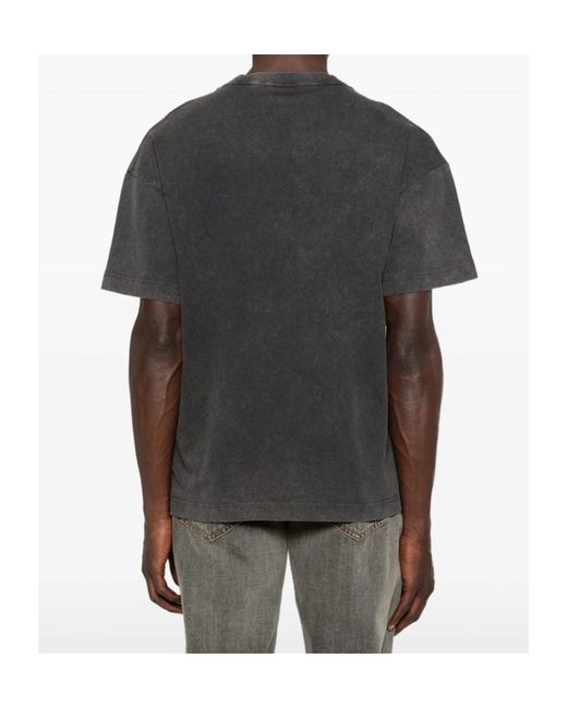 Palm Angels Gray Logo-Print Faded-Effect T-Shirt for men