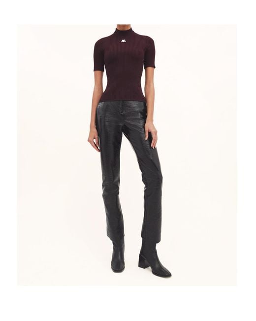 Courreges Purple Reedition Ribbed-Knit Short-Sleeve Sweater
