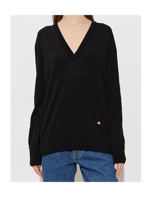 Balmain Black V-Neck Knitted Jumper