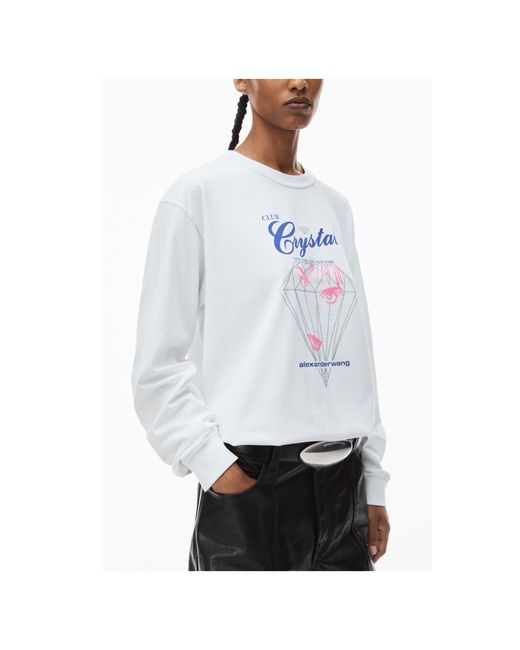 Alexander Wang White Long-Sleeved T-Shirt With Round Neck