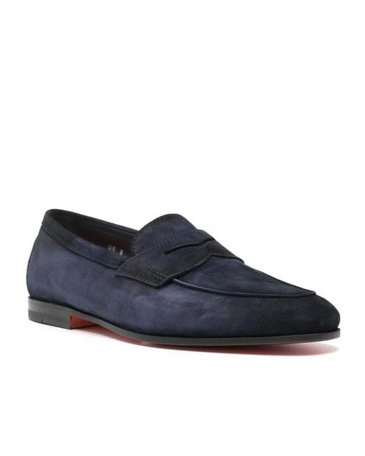 Santoni Blue Carlos Penny Loafers for men