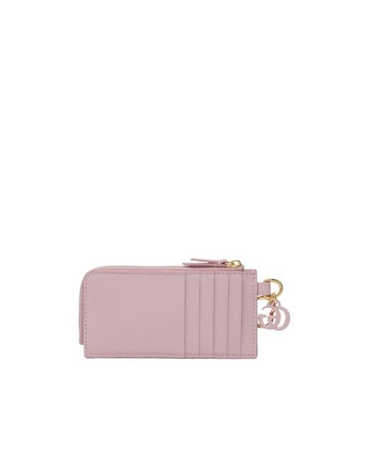 Gucci Pink Card Case With Double G Charm