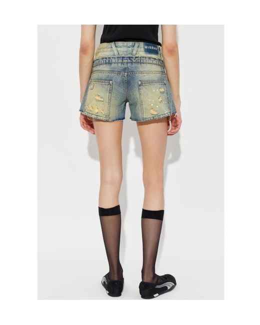 M I S B H V Blue Frayed Shorts