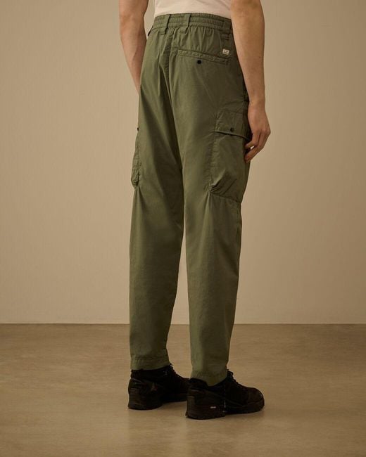 C P Company Green Lens-Detail Cotton Cargo Pants for men