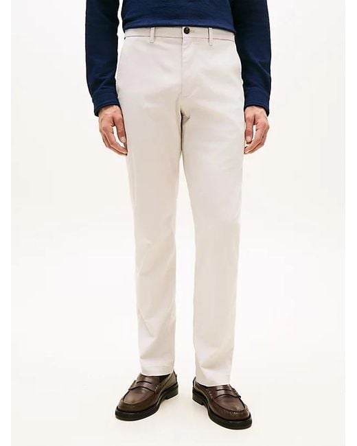 Tommy Hilfiger White Denton Belt Loop Trousers for men