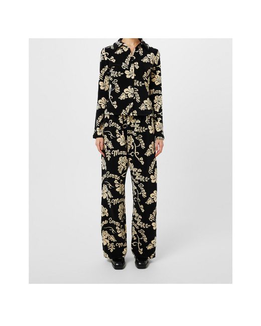MARINE SERRE Black Printed Casual Pants