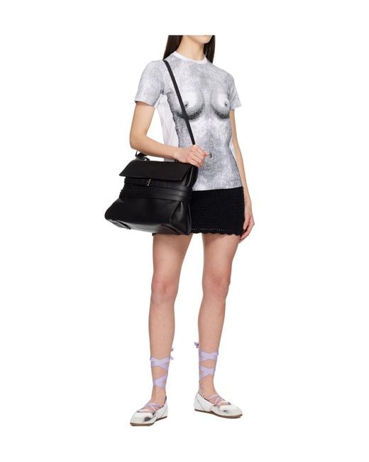 Moschino Natural Suede Mirror Effect Ballet Flats