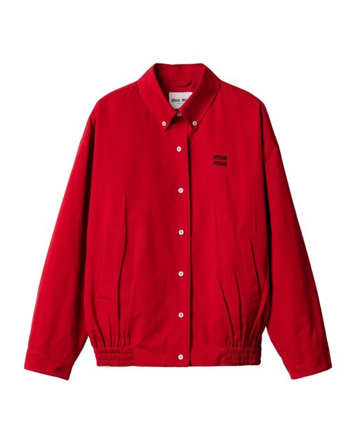 Miu Miu Red Heavy Poplin Blouson Jacket
