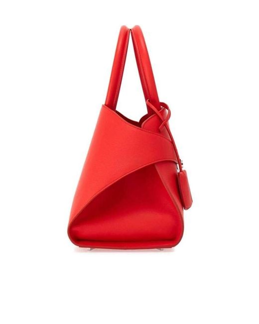 Ferragamo Red Hug Logo Printed Tote Bag