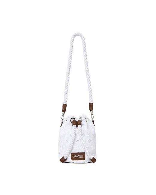 Max Mara White Rope-Detail Floral-Lace Bucket Bag