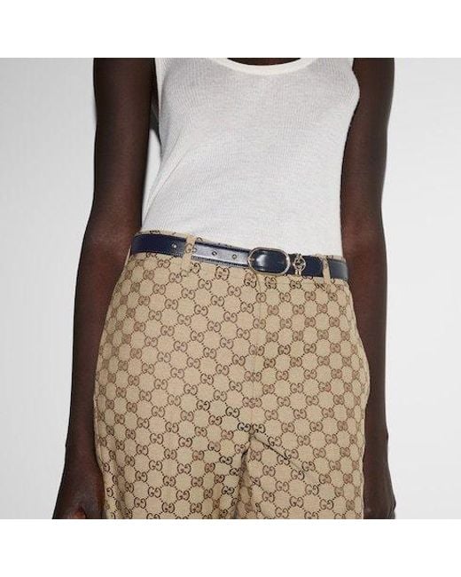 Gucci White Oval Buckle Logo Belt