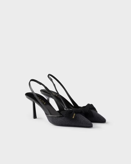 Prada Black Fabric Slingback Pumps