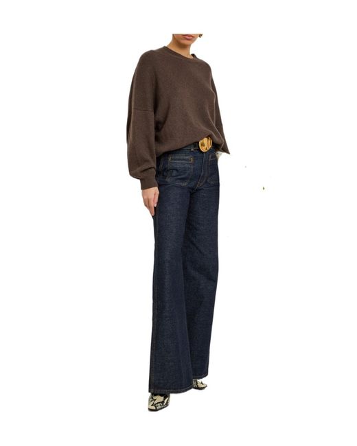 Khaite Blue Wide-Leg Cut Jeans