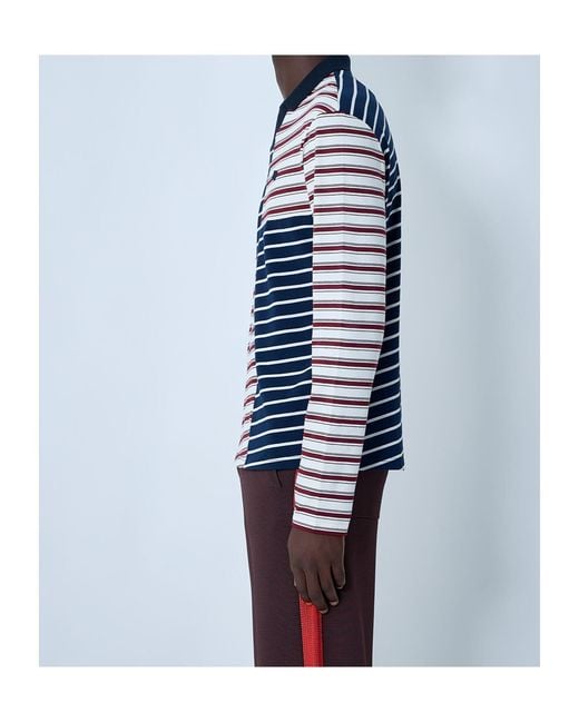 Wales Bonner Blue Striped Logo Motif T-Shirt for men