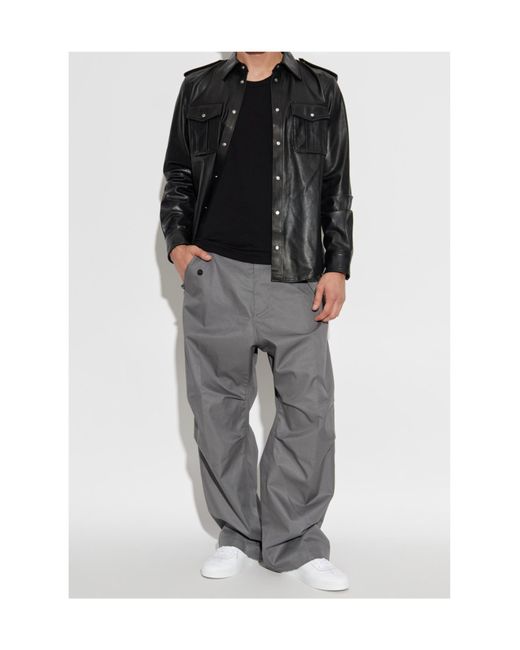 DSquared² Black Chest Pocket Leather Shirt for men