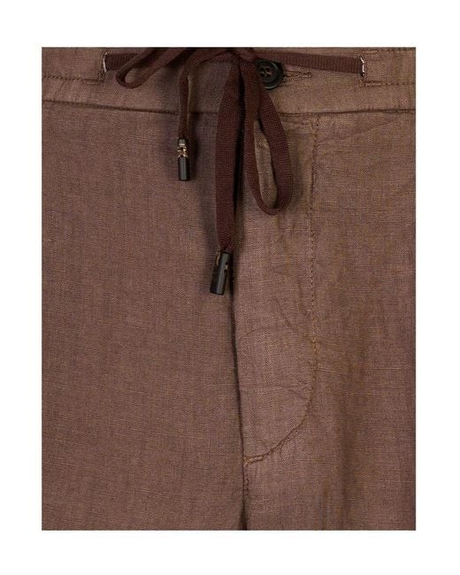 Peserico Brown Drawstring Tailored Trousers for men