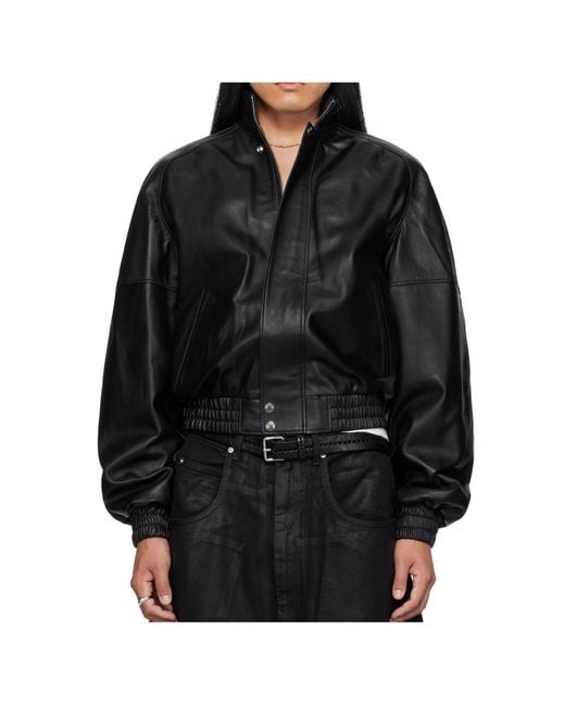 Lu'u Dan Black Blouson Leather Jacket for men