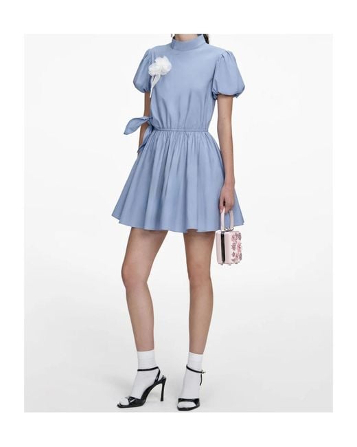 Self-Portrait Blue Tie Side Mini Dress
