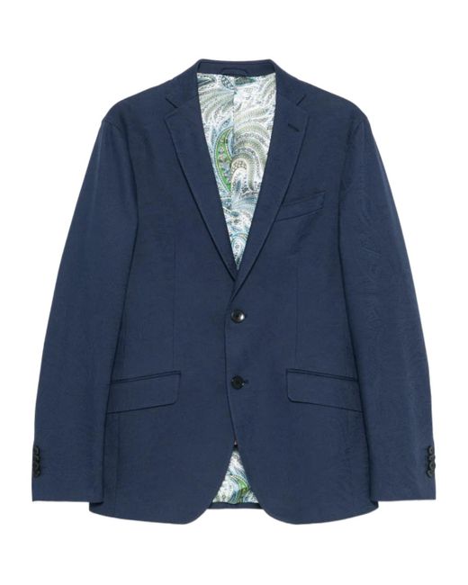 Etro Blue Single-Breasted Blazer for men