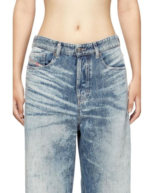 DIESEL Blue Logo Patch Wide Leg Jeans