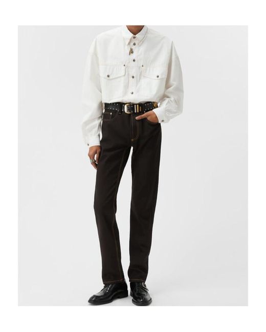 Versace Black Logo-Patch Tapered Jeans for men