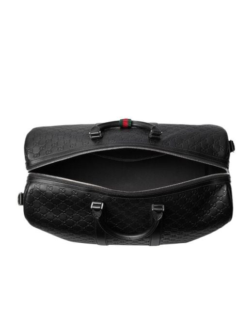 Gucci Black Gg Emblem Large Duffle Bag, Leather for men
