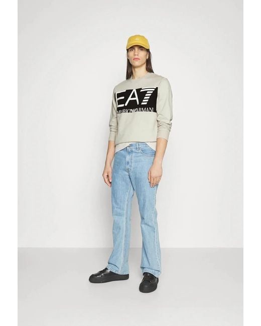 EA7 Gray Logo Round-Necked Sweater for men