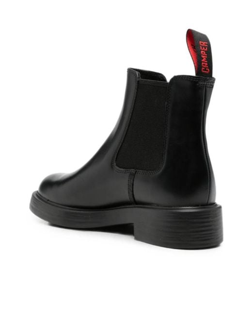 Camper Black Dean Elasticated-Panel Pull-Tab Chelsea Boots