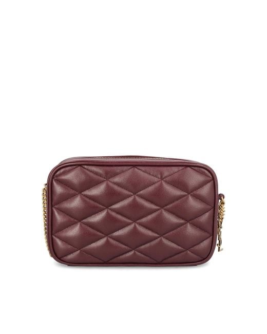 Saint Laurent Purple Logo Plaque Zip-Up Shoulder Bag