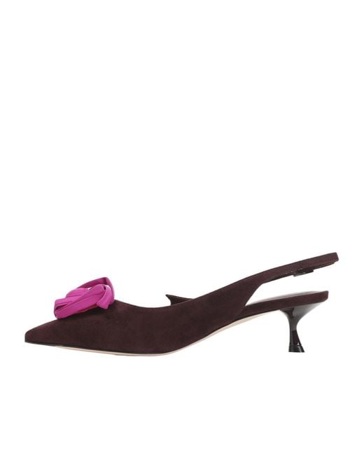 Roger Vivier Brown Slingback Flower Heeled Pumps